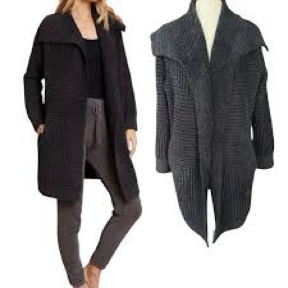 Barefoot Dreams Charcoal Ribbed Cardigan